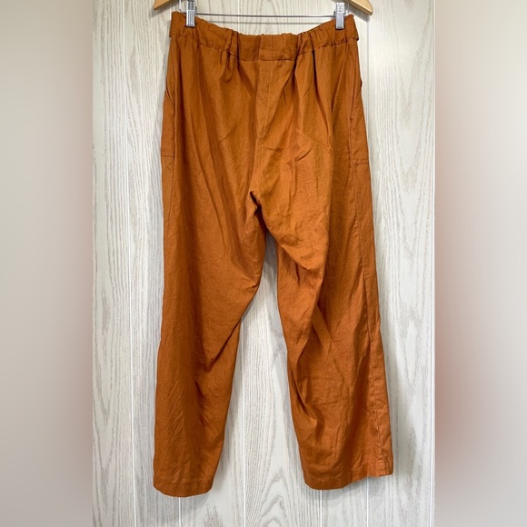Calligraphie 100% Linen Pants Color Rust Button Detail Size M EUC - Picture 3 of 3